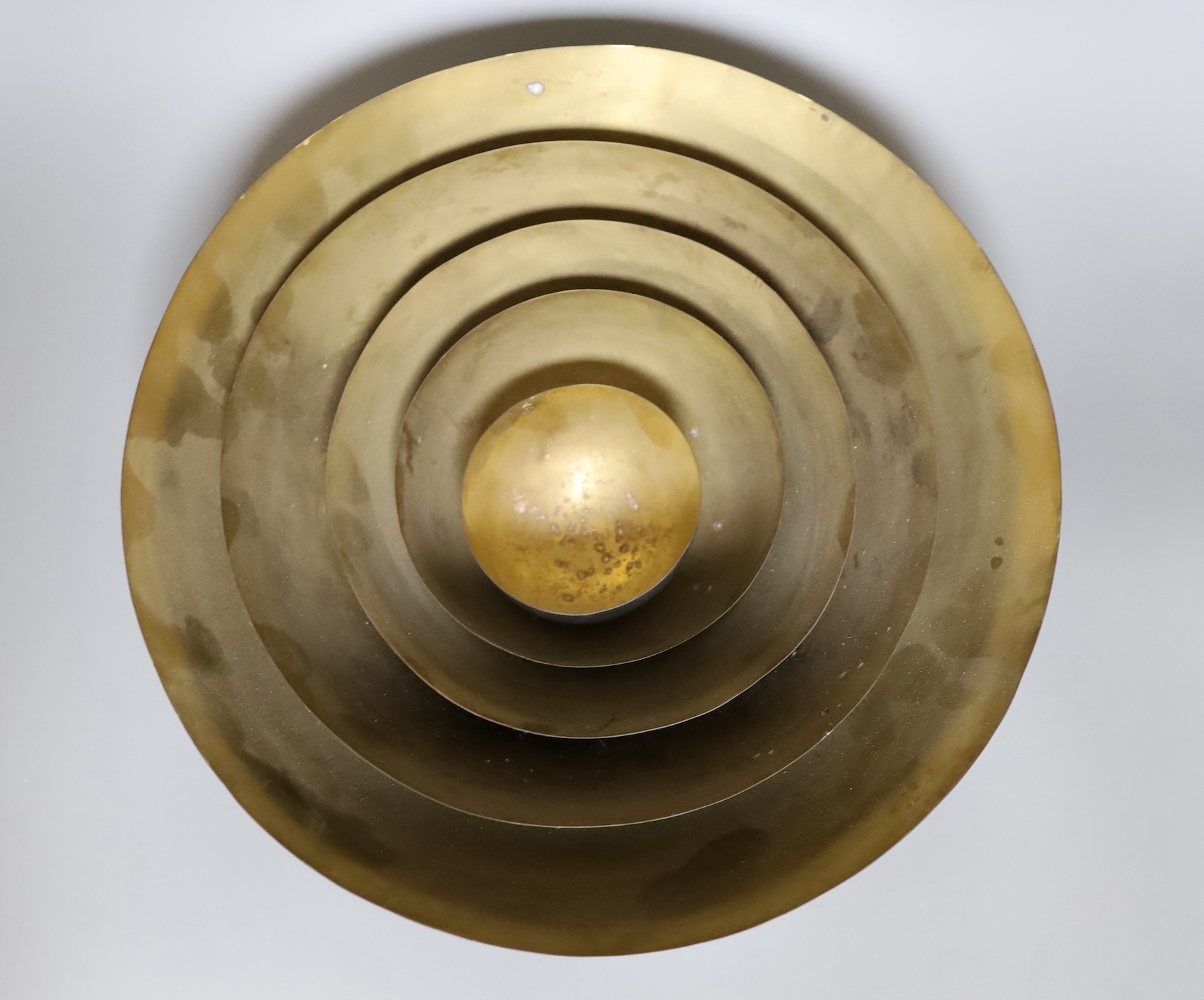 A set of five Tom Dixon graduated brass bowls, largest 32cm in diameter, smallest 9cm in diameter